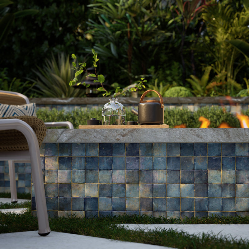 Denim Blue Zellige Tile - 2x2 Mosaic