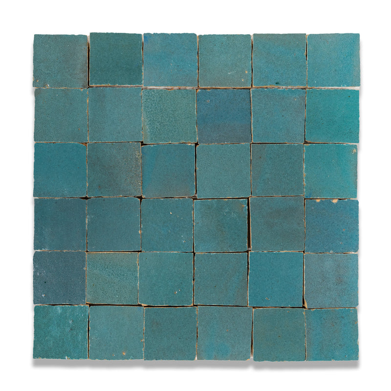 Oasis Blue Zellige Tile - 2x2 Mosaic