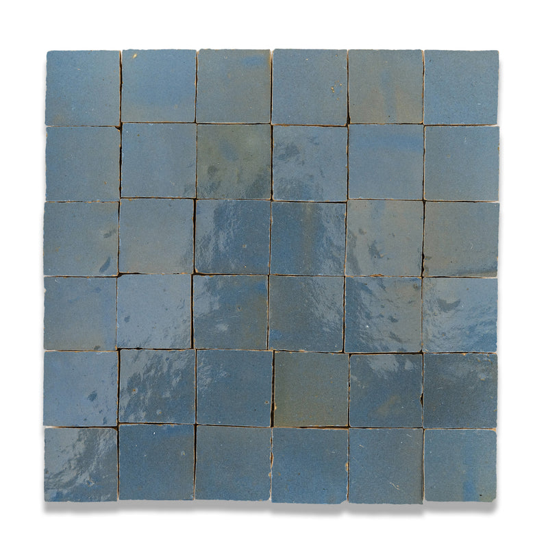 Stone Blue Zellige Tile - 2x2 Mosaic