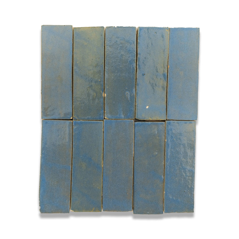 Stone Blue Zellige Tile - 2x6 Bejmat