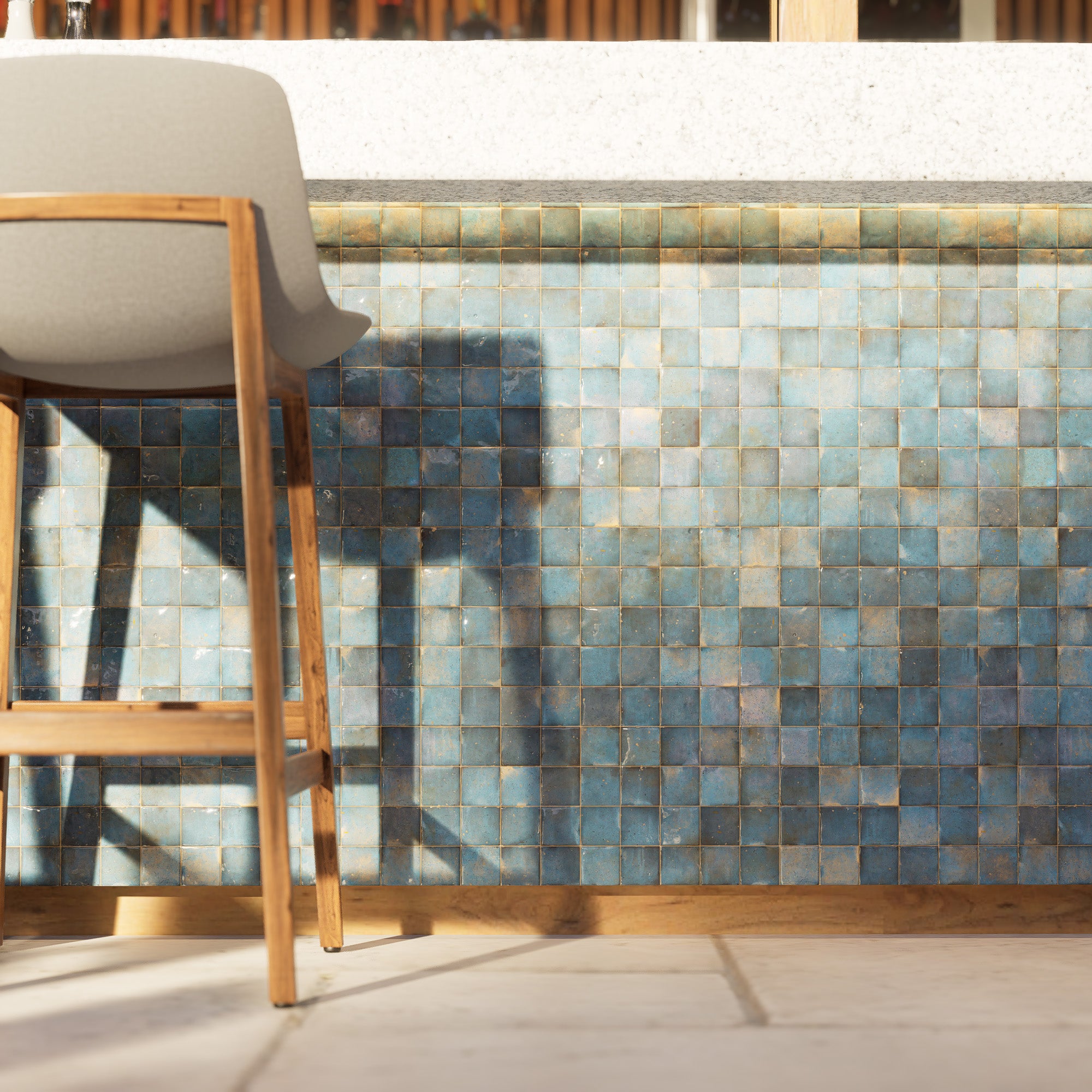 Stone Blue Zellige Tile - 2x2 Mosaic – LiLi Tile