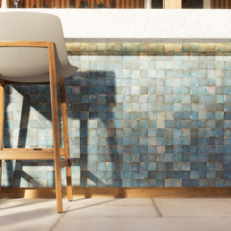 Stone Blue Zellige Tile - 2x2 Mosaic