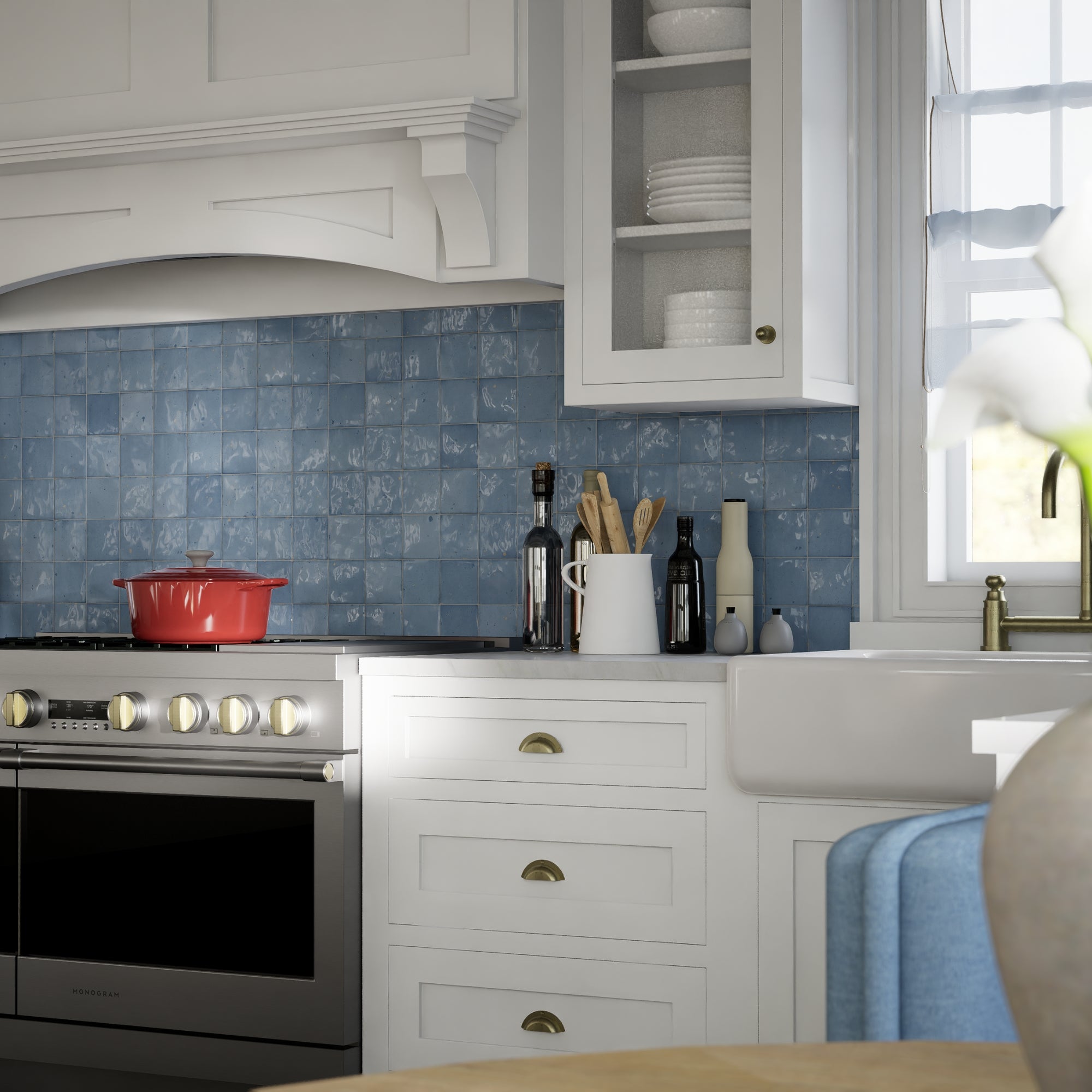 Wisteria Blue Zellige Tile - 4x4 Square – LiLi Tile