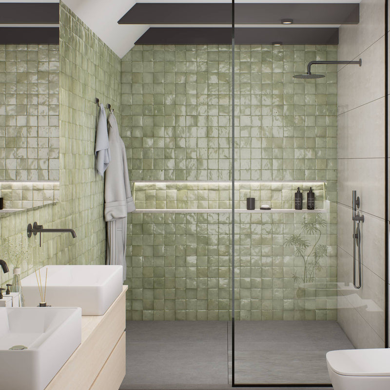 Sage Dust Zellige Tile - 4x4 Square