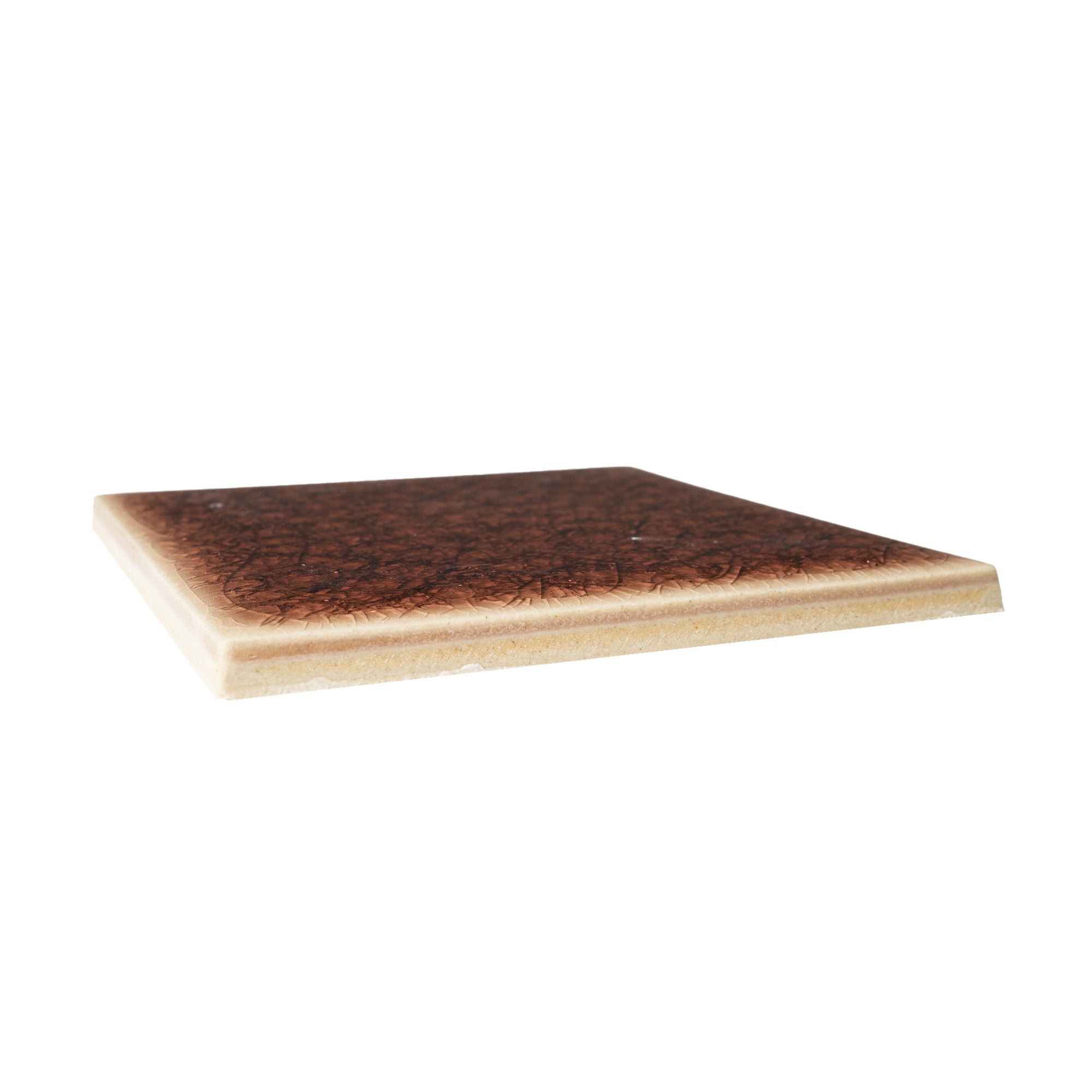 Garnet Glazed Porcelain Tile 4x4 — side view showing tile thickness