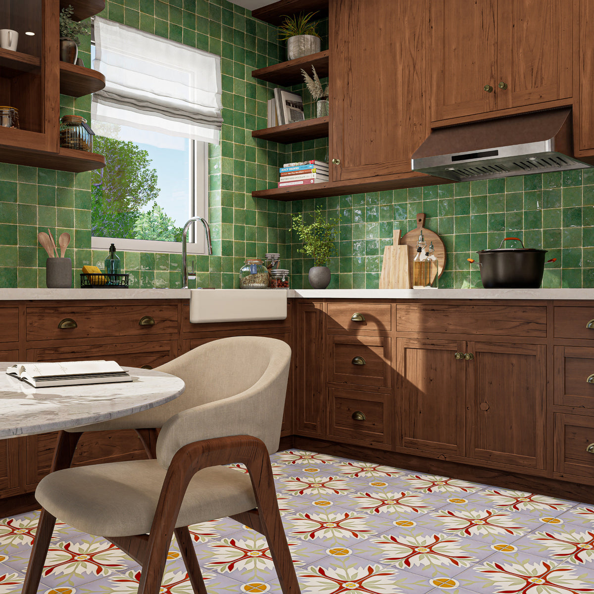 4x4Agave Green Backsplash & 8x8 Willow 3 Square 7.jpg