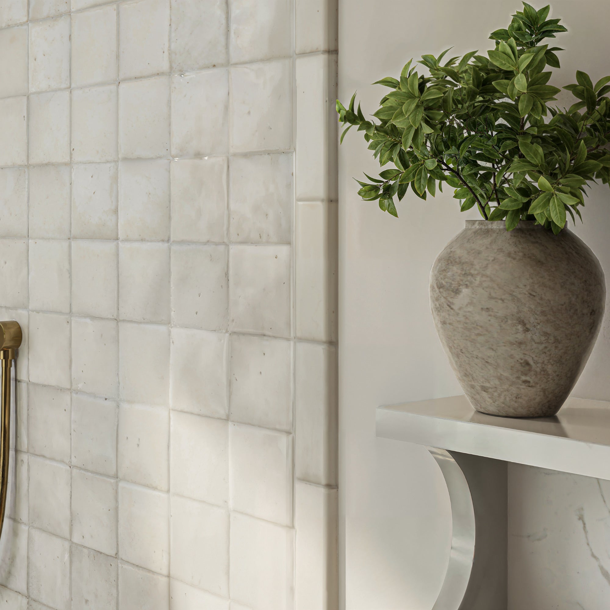 Magnolia White Zellige 4x4 Tile - Handcrafted Moroccan Clay – LiLi
