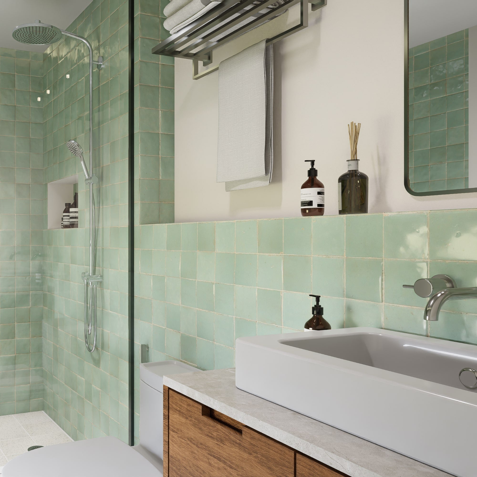 ルリ Magnolia White Zellige 4x4 Tile - Handcrafted Moroccan Clay – LiLi