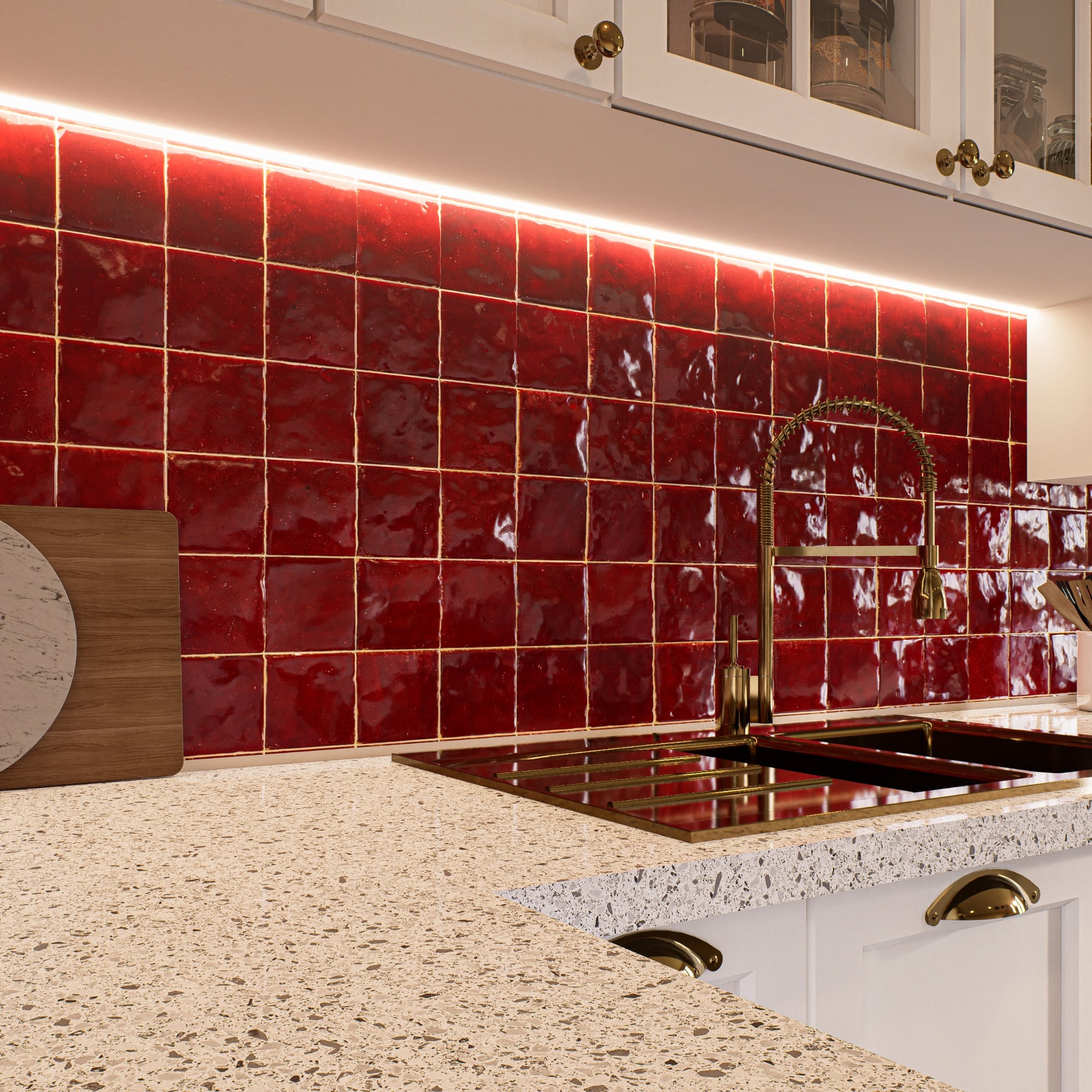 Paprika Red Zellige Tile - Chic Square Design Option – LiLi Tile
