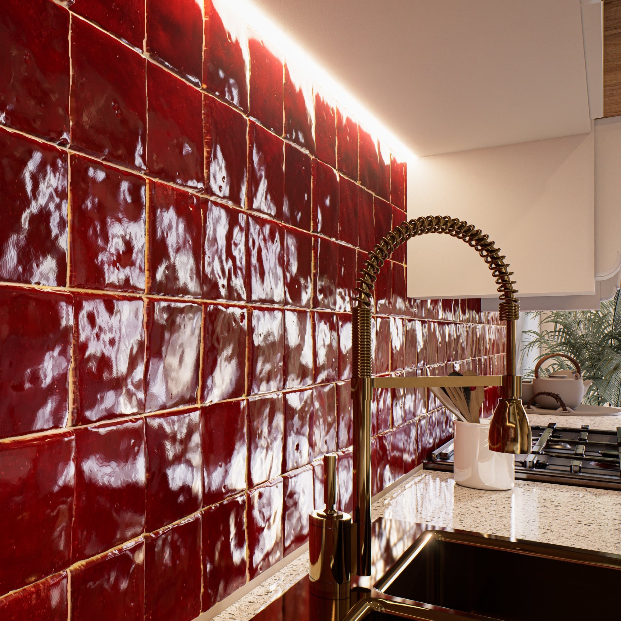 Paprika Red Zellige Tile - Chic Square Design Option – LiLi Tile