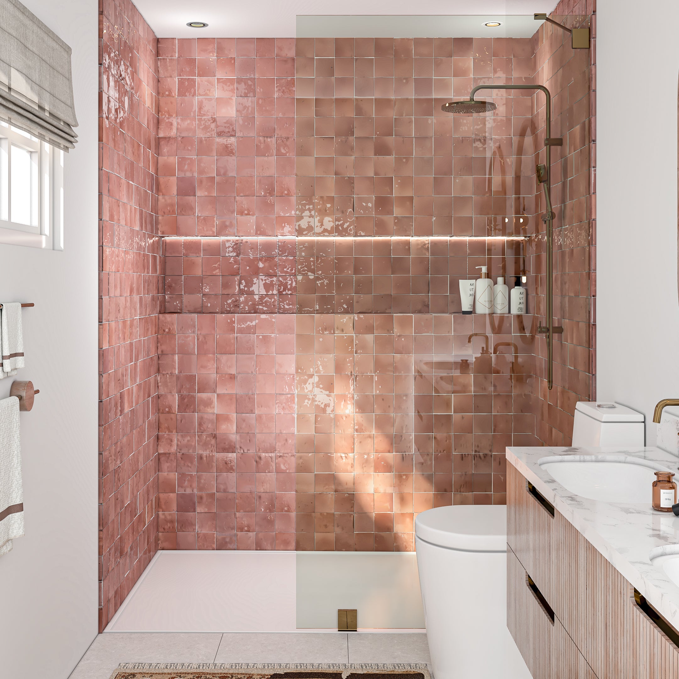 ロイスクレヨンローズ柄 ダブルコート ピンク Rabat Rose Zellige Tile - 4x4 Square – LiLi Tile