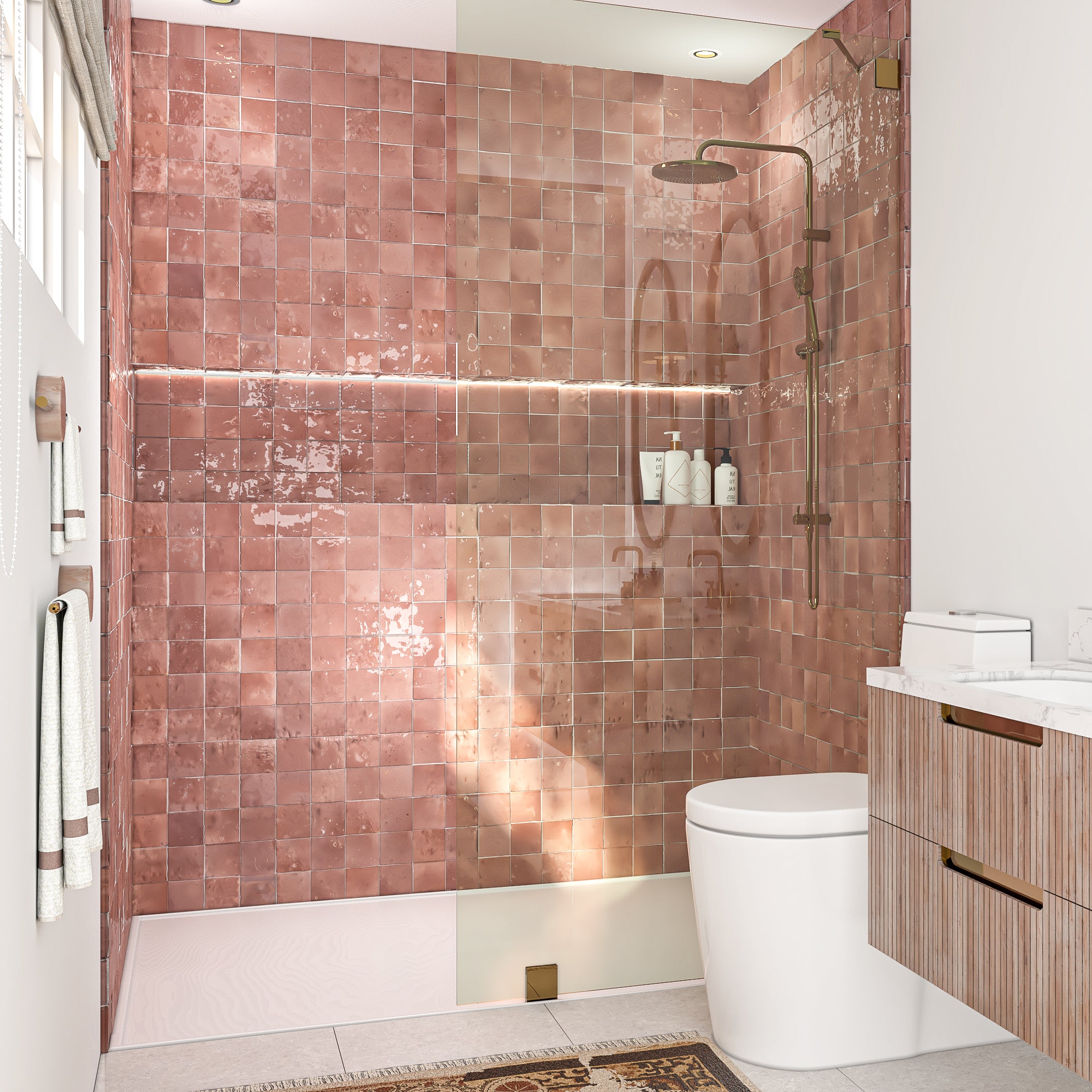 Rabat Rose Zellige Tile - 4x4 Square | Handmade Zellige – LiLi Tile