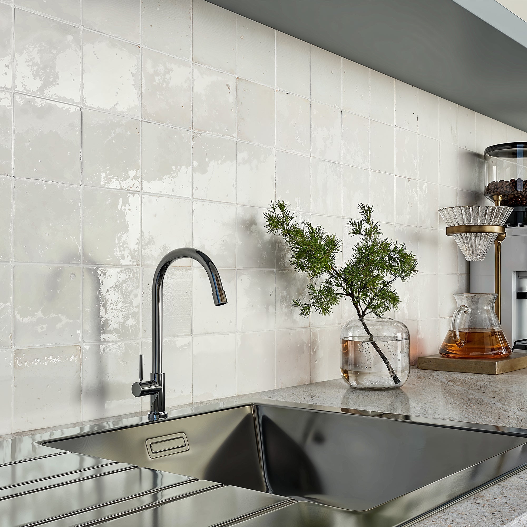 Soft White Zellige Tile - 4x4 Square | Handmade Zellige – LiLi Tile