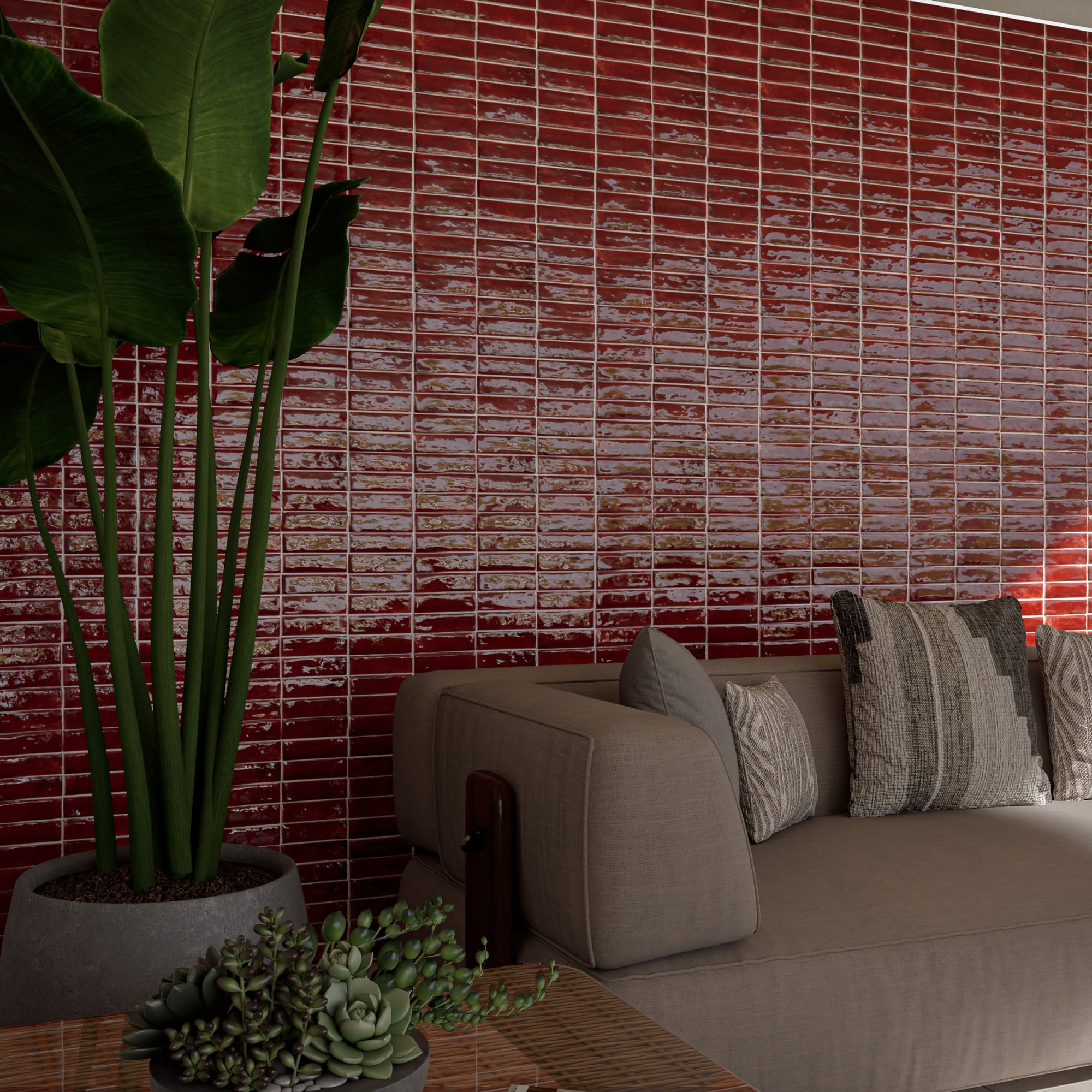 Paprika Red Zellige Tile 2x6 Bejmat: Vibrant Hue for Space – LiLi Tile