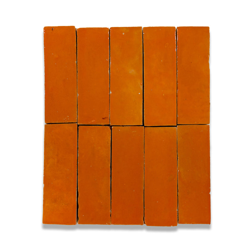 Persimmon Orange Zellige Tile - 2x6 Bejmat