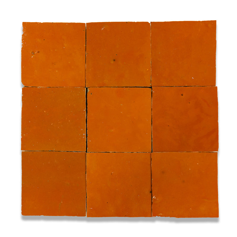 Persimmon Orange Zellige Tile - 4x4 Square