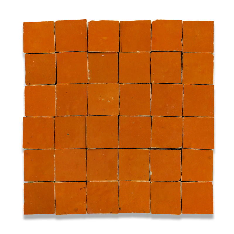 Persimmon Orange Zellige Tile - 2x2 Mosaic