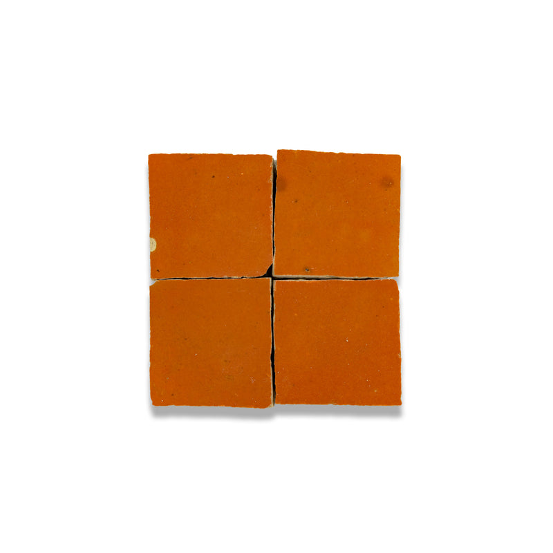 Persimmon Orange Zellige Tile - 2x2 Mosaic