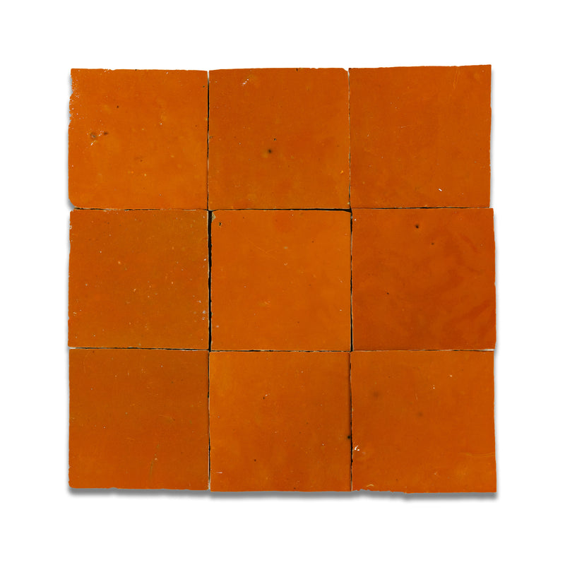 Persimmon Orange Zellige Tile - 4x4 Square