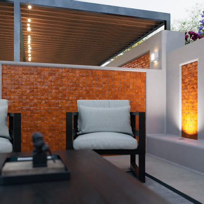 Persimmon Orange Zellige Tile - 2x2 Mosaic