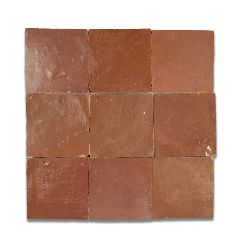 Tajine Red Zellige Tile - 4x4 Square