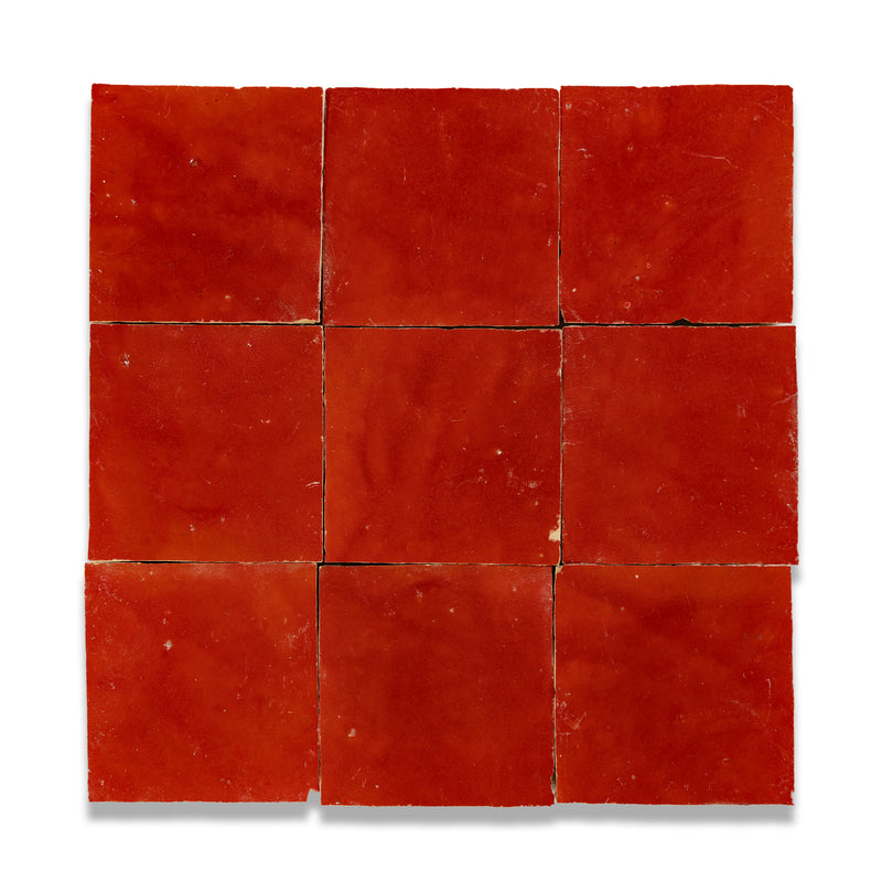 Hibiscus Red Zellige Tile - 4x4 Square