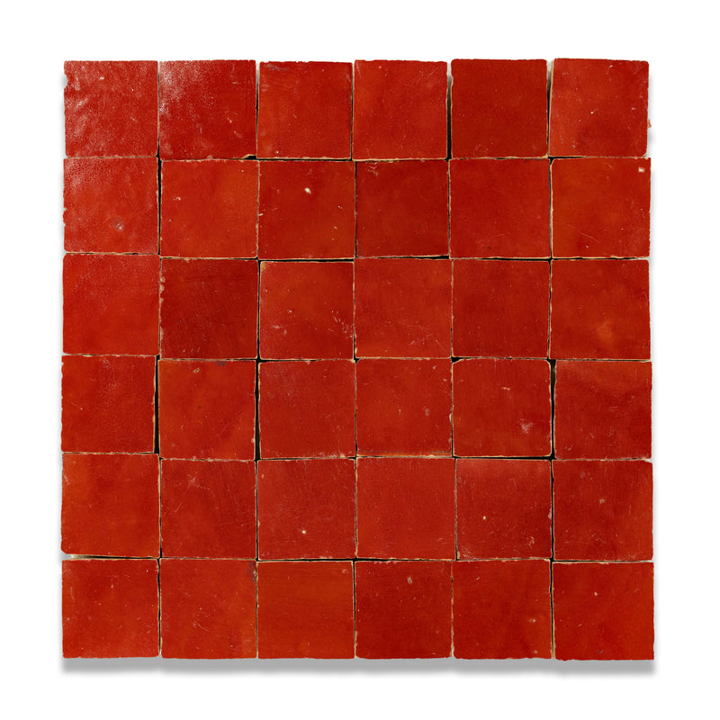 Hibiscus Red Zellige Tile - 2x2 Mosaic