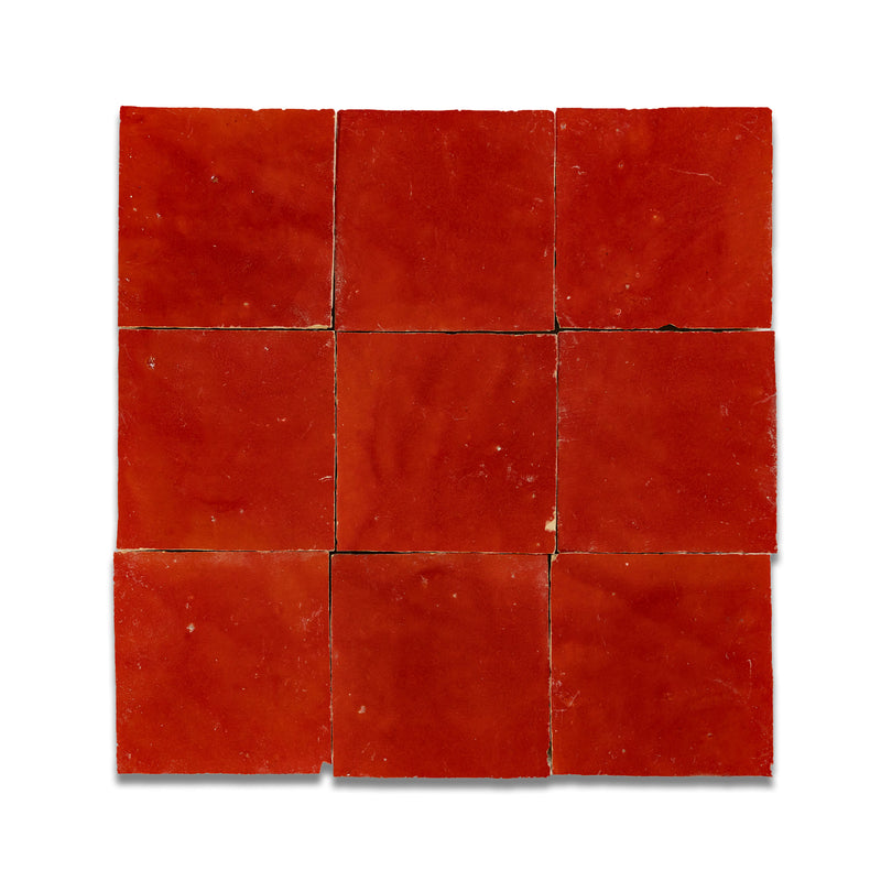 Hibiscus Red Zellige Tile - 4x4 Square