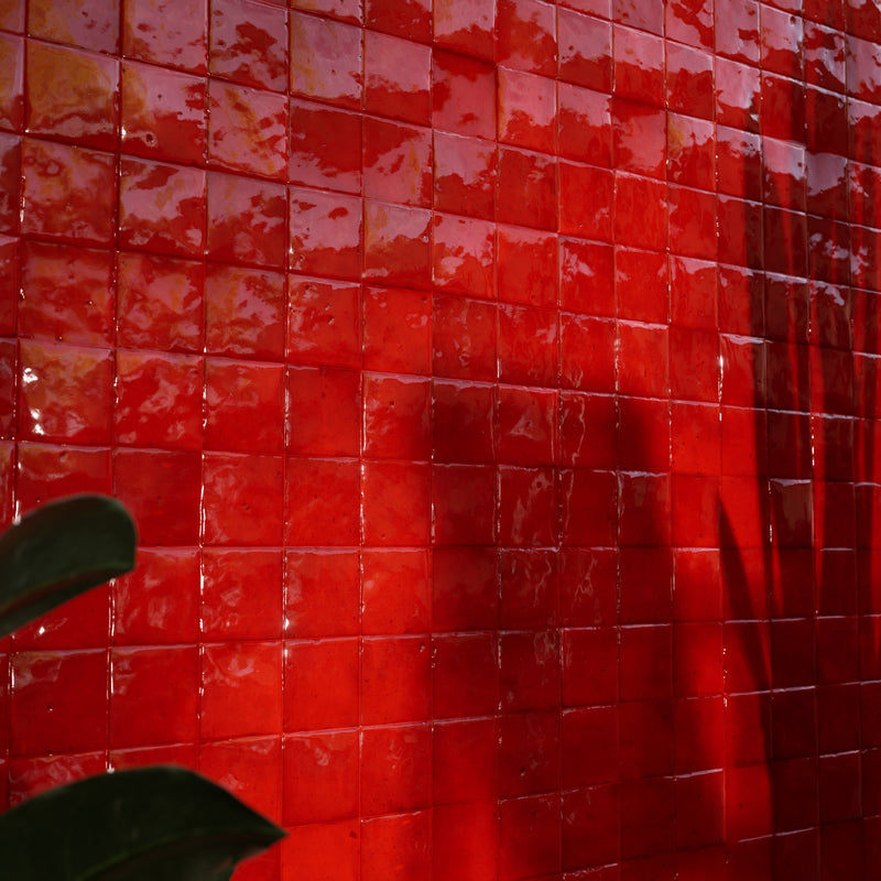 Hibiscus Red Zellige Tile - 2x2 Mosaic