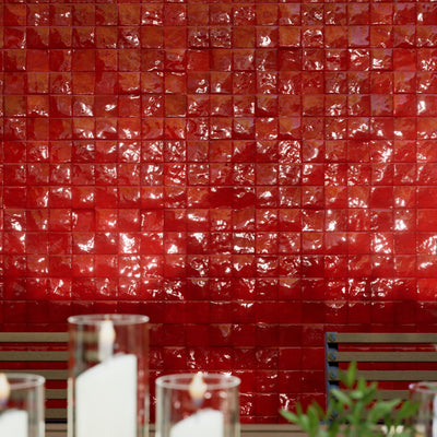 Hibiscus Red Zellige Tile - 2x2 Mosaic