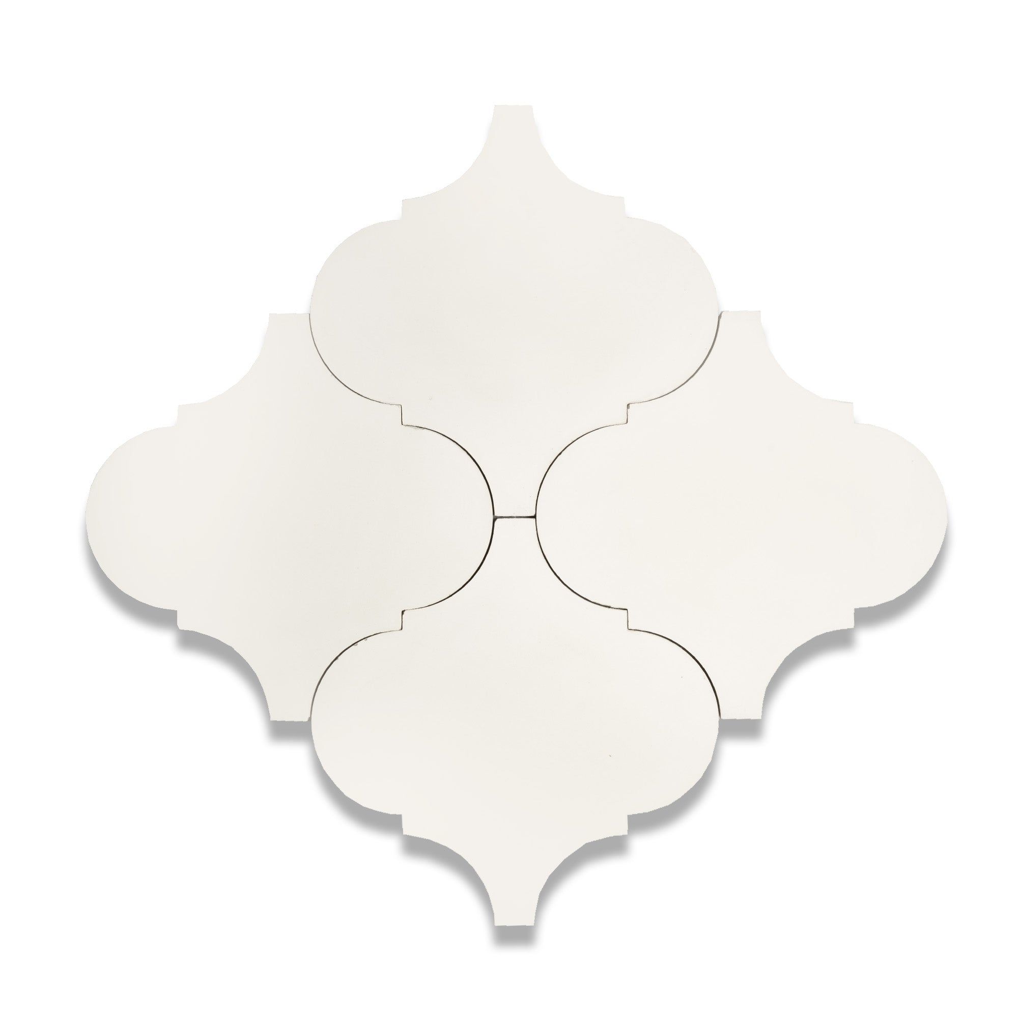 Arabesque Cement Tile 8x8 — multi-tile flat lay in White (1000) showing curved arabesque shape