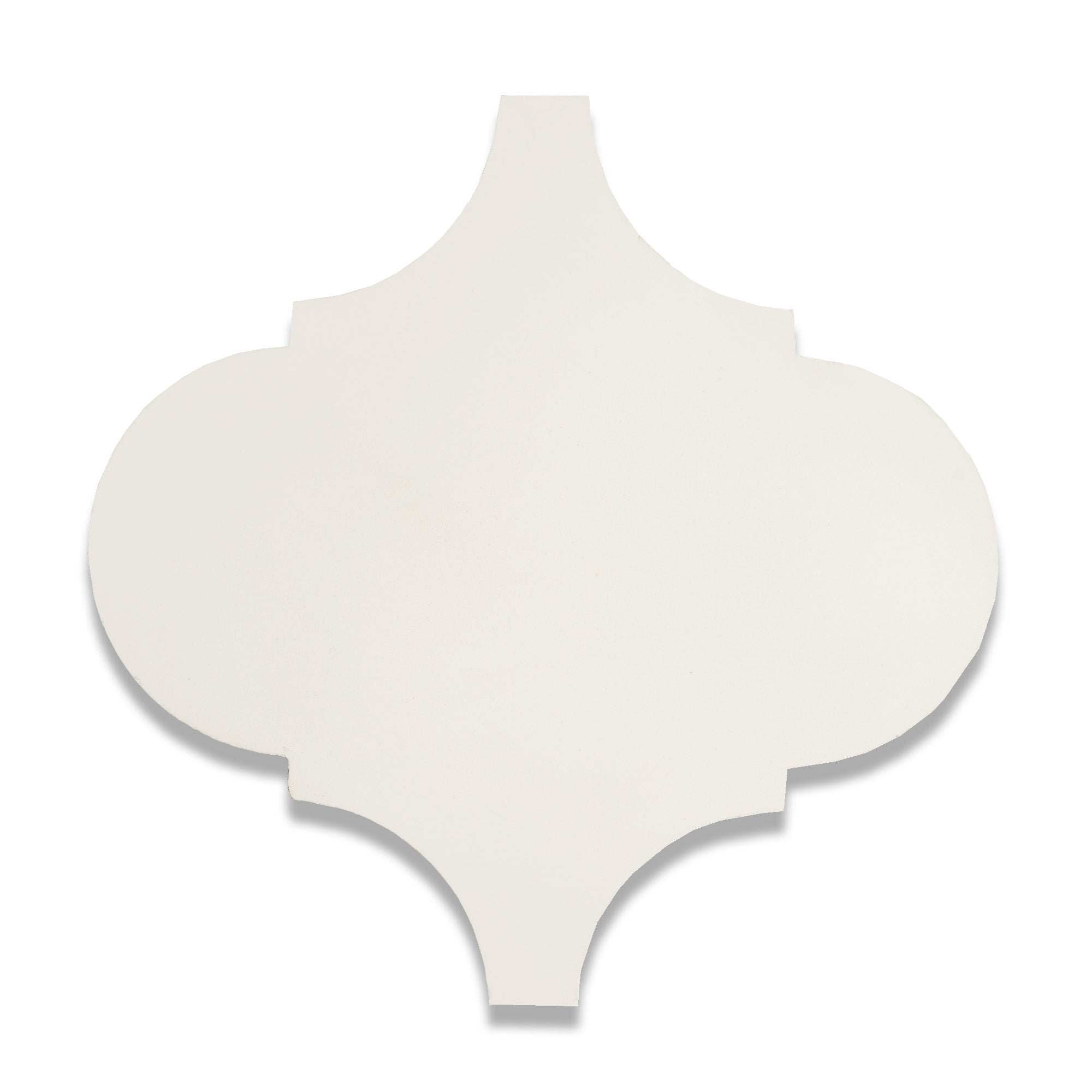 Arabesque Cement Tile 8x8 White — single tile showing curved arabesque silhouette