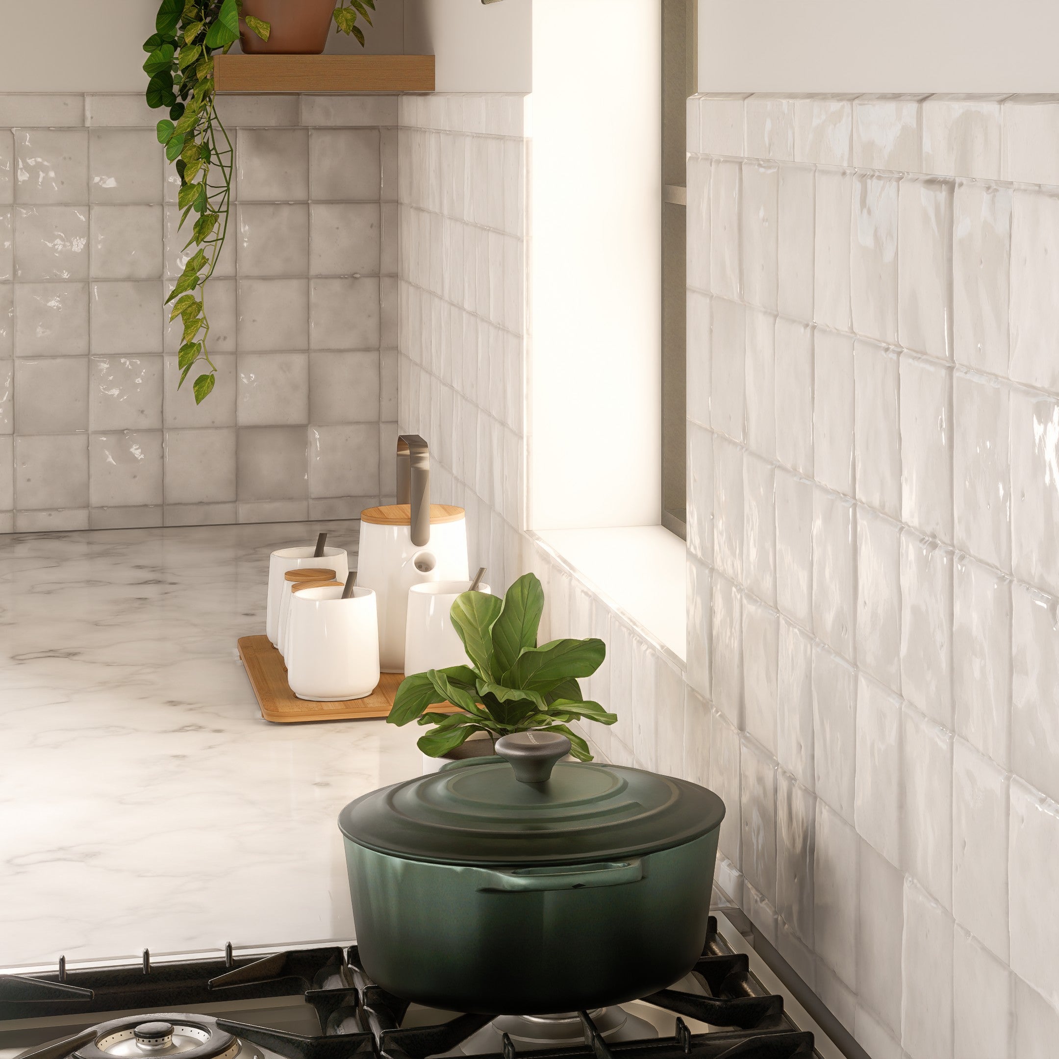 Zellige Tiles: Soft White 4x4 Square for Elegant Spaces – LiLi Tile