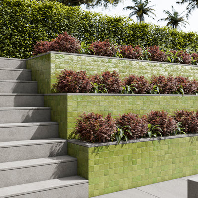 Lime Green Zellige Tile - 2x2 Mosaic