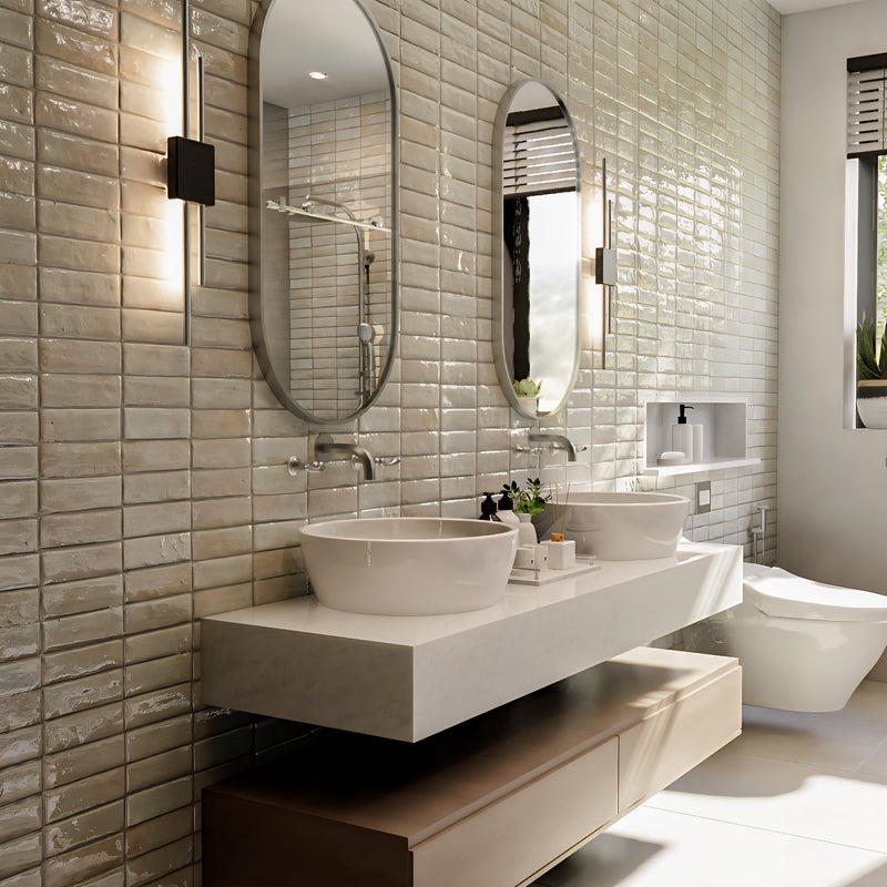 Linen Beige Zellige Tile - 2x6 Bejmat