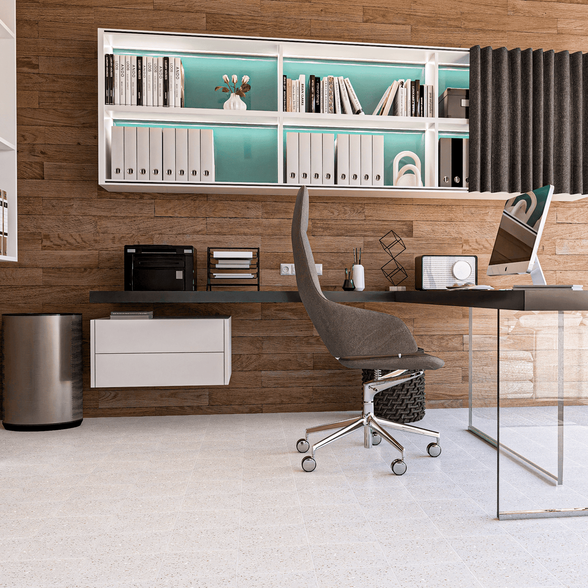 Mother of Pearl Terrazzo Tile: 8” x 8” LiLI tile home office 