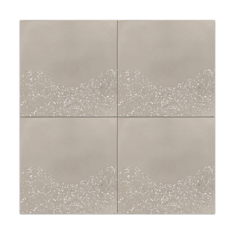 Ocean Wave/Sand Mother of Pearl Terrazzo Cement Tile