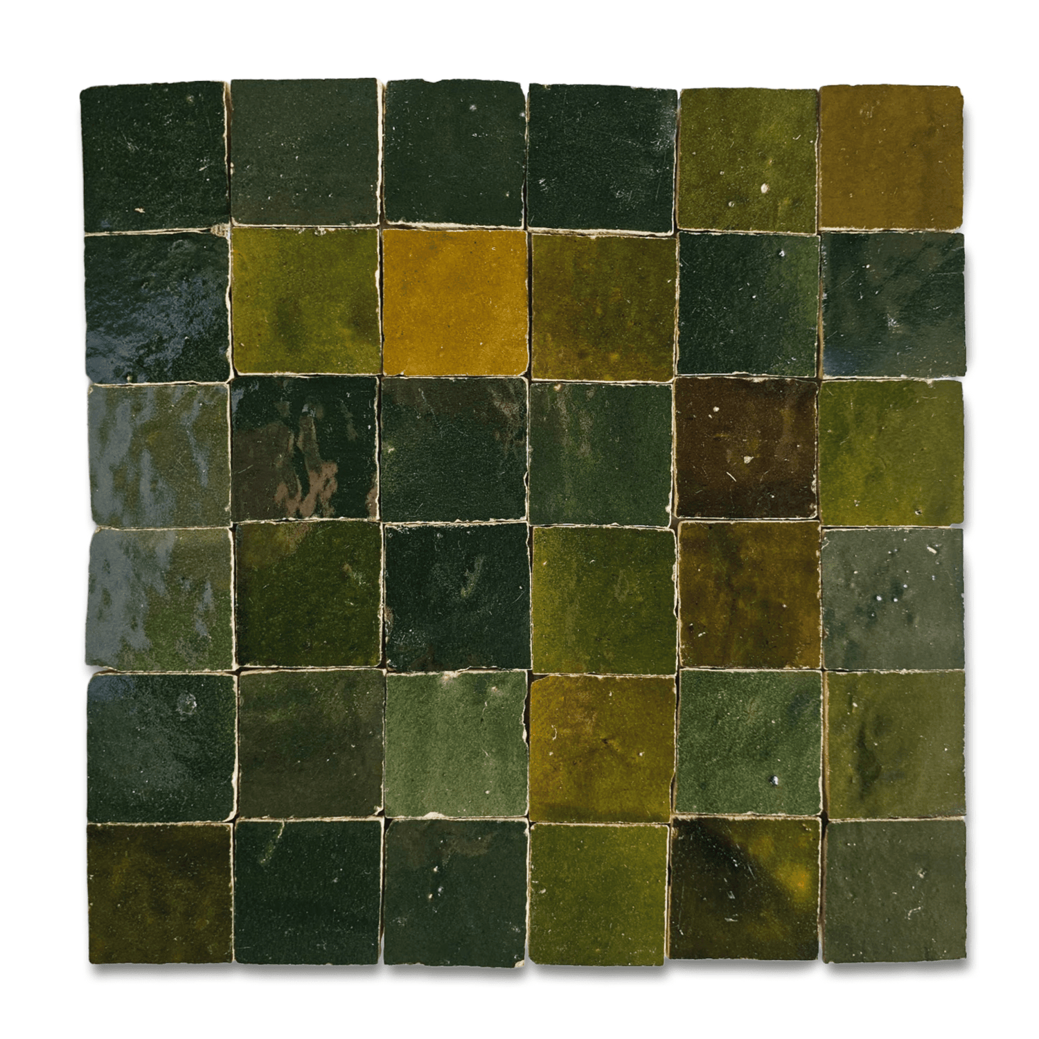 Olive Green Zellige Tile - 2x2 Mosaic