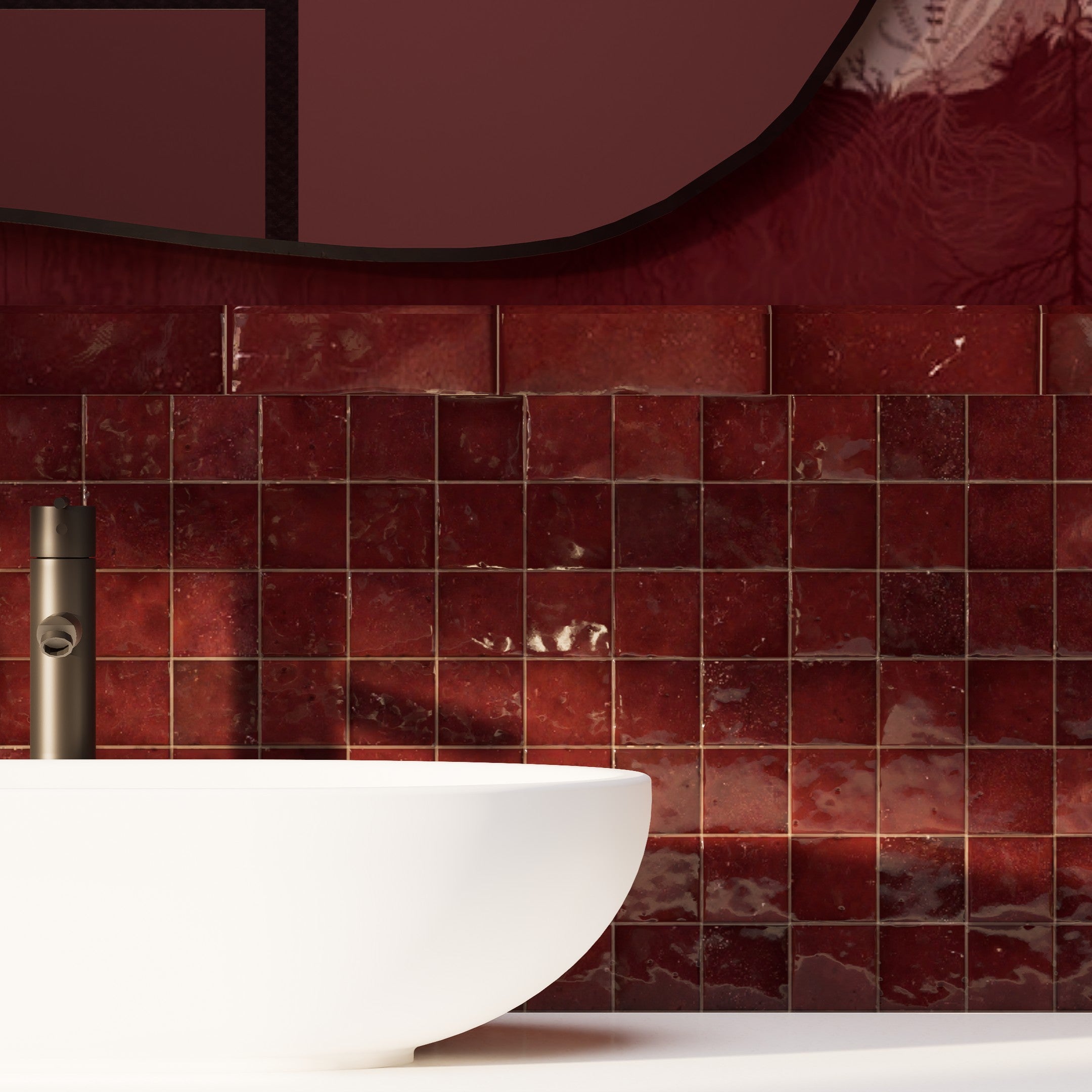 Paprika Red Zellige Tile 2x2 Mosaic: Moroccan Design – LiLi Tile
