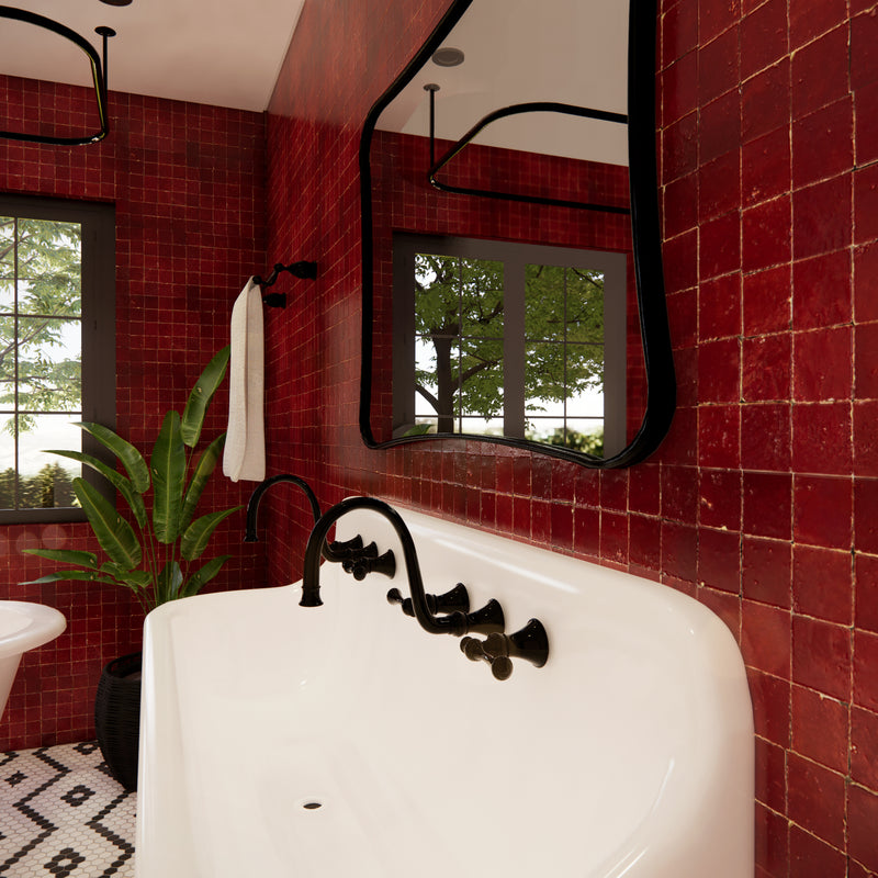 Paprika Red Zellige Tile - 2x2 Mosaic