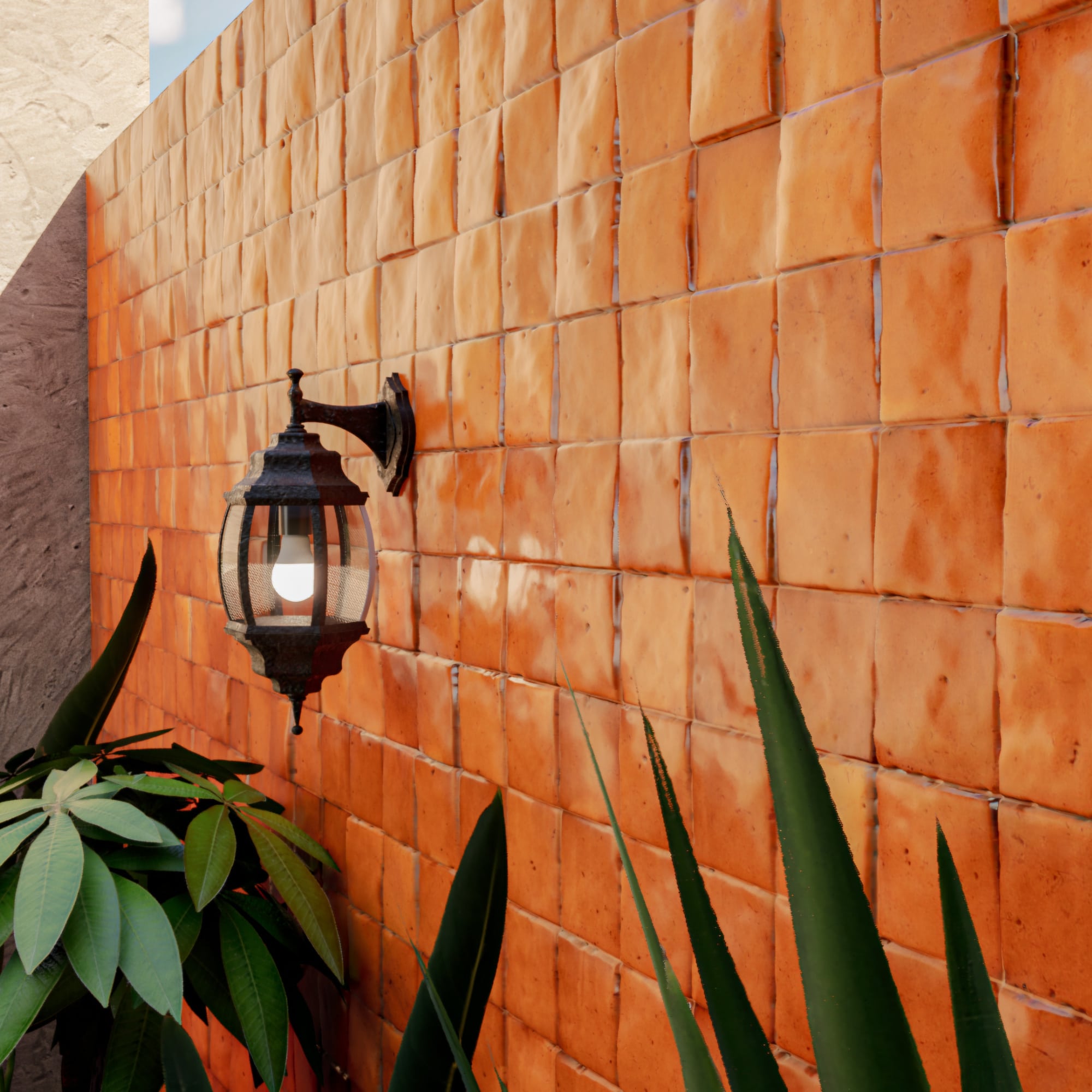 Persimmon Orange Zellige Tile - 4x4 Square | Handmade Zellige
