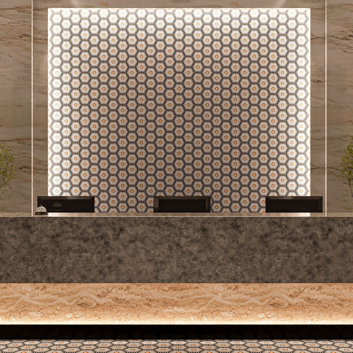 Rise Hexagon Tile: 6” x 7” - LiLi Tile commercial space 