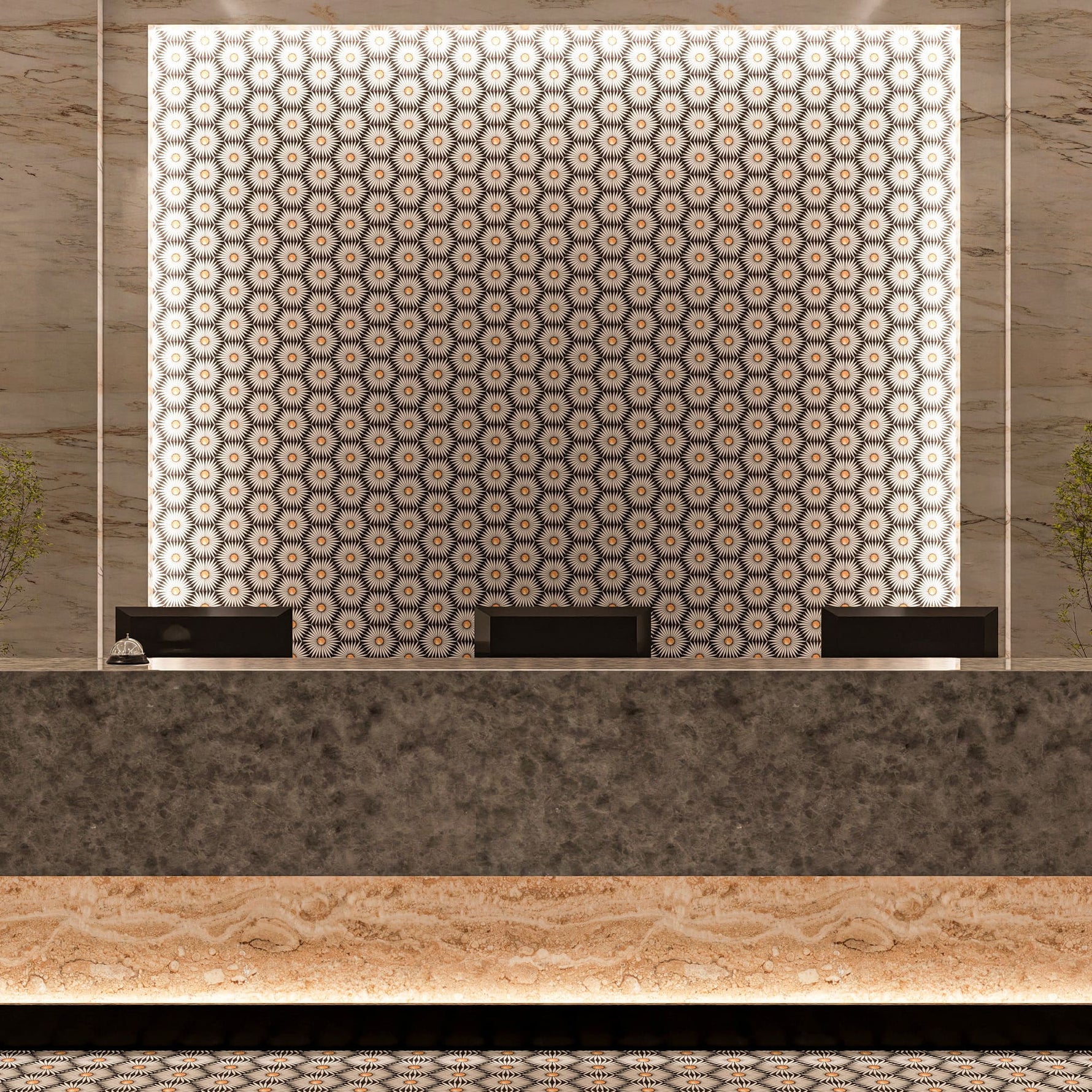 Rise Hexagon Tile: 6” x 7” - LiLi Tile commercial space 