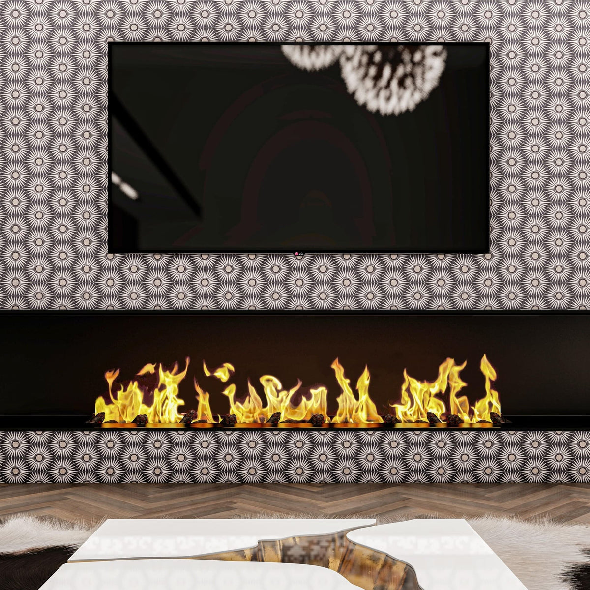 Rise Hexagon Tile: 6” x 7” - LiLi Tile fireplace 