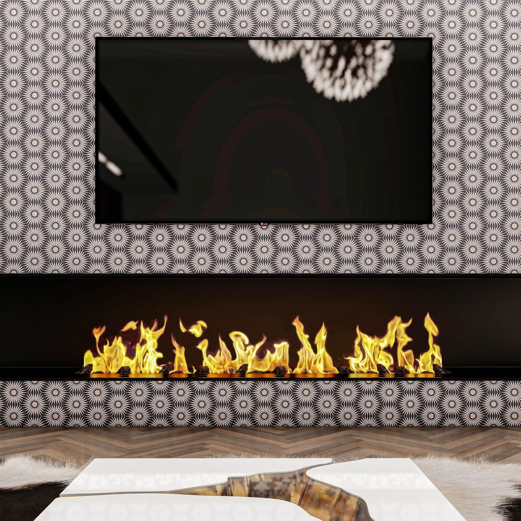 Rise Hexagon Tile: 6” x 7” - LiLi Tile fireplace 