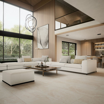 Rococo Cream Polished 24"x48" Porcelain Tile 3/8"
