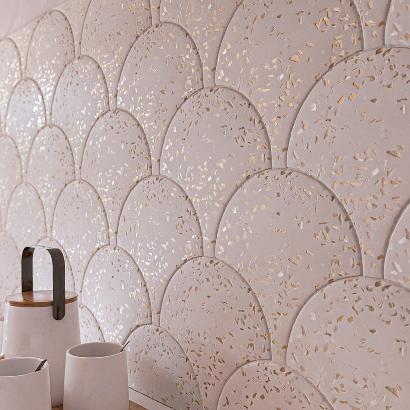 Mother of Pearl Terrazzo 8"x8" Scale Floor & Wall Tile