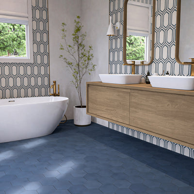 Solid 8"x9" Hexagon Floor & Wall Tile