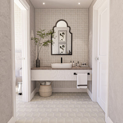 Soft White Zellige Tile - 2x2 Mosaic