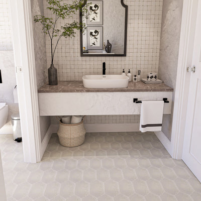 Soft White Zellige Tile - 2x2 Mosaic